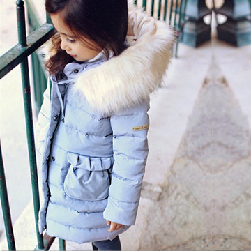 2015冬装新款品牌童装 儿童羽绒服女童中长款棉衣 女大童加厚棉服