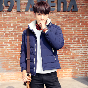 2015冬装新款学生韩版修身型男装大码羽绒服青少年外套男连帽潮