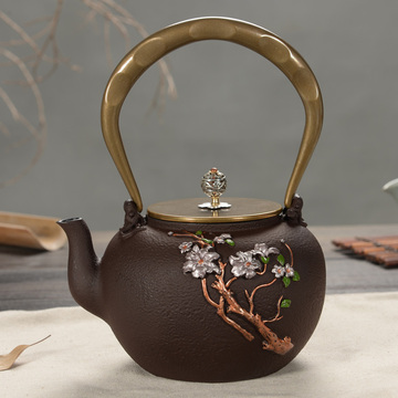 纯手工彩绘日本南部铸铁壶无涂层养生壶铁茶壶大容量电陶炉老铁壶
