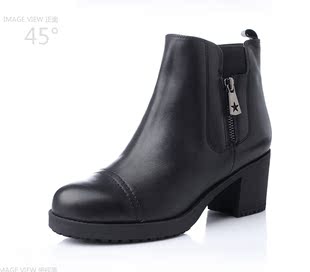 专柜 2015秋冬新款圆头女靴中跟粗跟女短靴TIF45 IF45