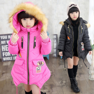 2016新款韩版潮范时尚童外套女童冬款中大童贴标棉服童装包邮童装