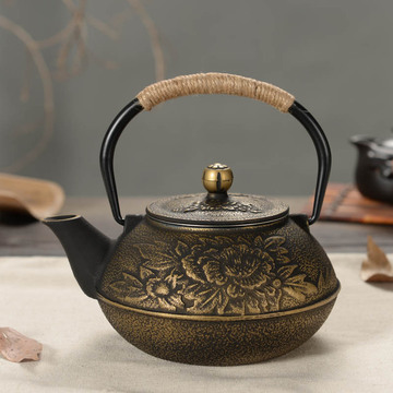 水悦星铁壶特价 铸铁茶壶无涂层 养生煮茶壶 日本铁壶牡丹花壶