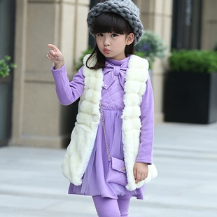 女童冬季套装2015新款儿童加绒加厚冬装女中大童韩版卫衣三件套装