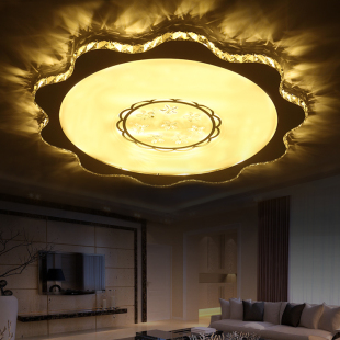 LED浪漫圆形卧室简约花型客厅个性创意水晶吸顶灯创意变色餐厅灯
