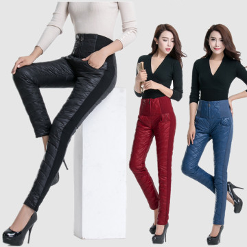 2015新款韩版修身加厚羽绒裤女士双面高腰外穿保暖显瘦小脚羽绒裤