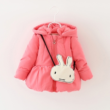 151219韩版可爱小兔挎包棉袄棉衣2015冬装婴儿宝宝0-3岁女童童装