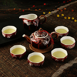 热卖钧窑茶具套装 窑变整套功夫茶具 手工茶艺美观茶具促销热卖