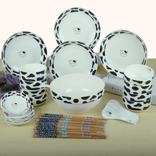 碗碟套装高档陶瓷碗勺盘28头骨瓷餐具套装韩式卡通家用碗特价包邮