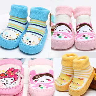 0-3-6-12个月婴儿袜子纯棉春秋冬 地板袜防滑男女童袜皮底宝宝袜