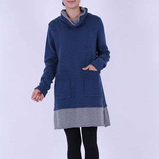 2015迷稀尔套头高领女式毛衣 秋冬季加厚长款修身显瘦针织打底衫