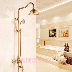 全铜欧式金色花洒升降淋浴淋浴花洒套装水龙头复古淋浴器仿古镀金