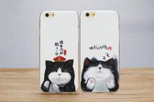 Phone6Plus手机壳超薄 硅胶苹果5S软胶 保护套 文艺范 猫咪卡通
