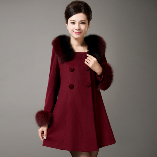 羊绒大衣女正品新款秋冬女装韩版中长款狐狸毛领大码羊毛呢子外套