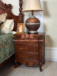 美式床头柜　欧式实木床头柜　奢华雕刻储物柜收纳柜床边柜Y126