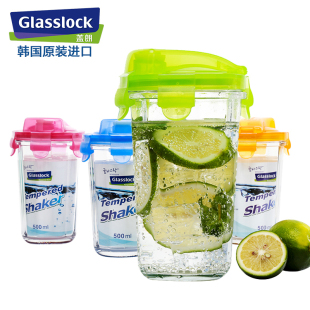 Glasslock韩国耐热钢化玻璃 随身杯情侣运动水杯子茶杯带盖500ml