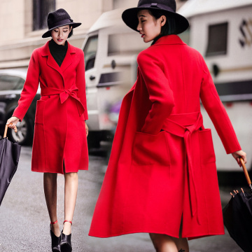 2015秋冬新款女装韩版时尚中长款羊毛呢子外套修身100%羊绒大衣女