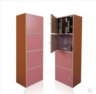 包邮带门小柜子宜家置物柜组合书柜承重收纳柜四层柜子木质储物柜