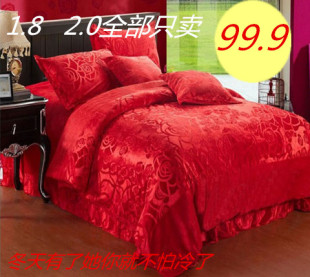 床上用品珊瑚绒四件套加厚法兰绒法莱绒结婚用大红短毛绒4件套