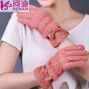 【天天特价】冬季保暖加绒羽绒棉手套女士韩版秋冬季可爱触屏手套