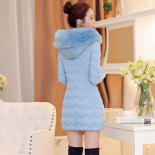 阿依莲2015冬装新款韩版女装蕾丝修身中长款女士棉衣羽绒棉服外套