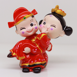 中式婚庆小摆件中式婚礼娃娃情侣包邮可爱创意工艺品树脂环保家居
