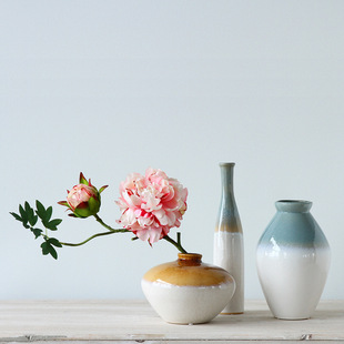 样板房家居桌面陶瓷彩釉花瓶花插花器摆件组合简约现代新中式风格