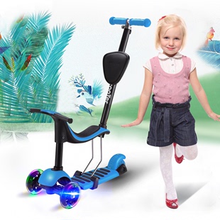 儿童三合一滑板车学步车滑滑车宝宝四合一滑板车3轮4轮可坐手推车
