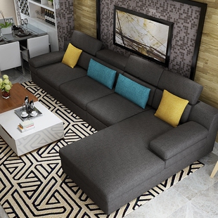 新布艺沙发北欧日式沙发组合现代简约棉麻客厅大小户型转角可拆洗