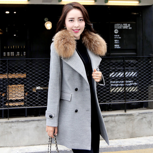 2015冬季毛呢外套女中长款韩版修身羊毛呢子大衣加厚妮子学生潮