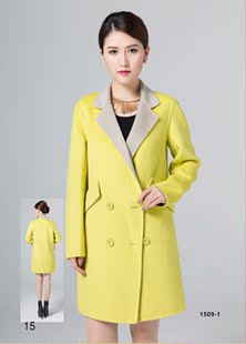 韩版羊毛大衣2016秋冬新款全手工双面呢大衣外套中长款女 双色