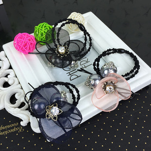 韩国东大门代购2015新款发圈甜美气质水钻纱网珍珠立体花朵发圈
