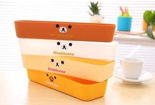 日式轻松熊塑料抽屉收纳盒桌面化妆品收纳盒杂物盒 轻松熊收纳盒