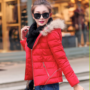 2015冬季韩版棉衣女短款修身新款大毛领羽绒棉服加厚时尚外套