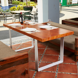 餐桌组合 实木餐桌 实木饭桌 长方形中式西餐桌子 松木加厚烤漆桌