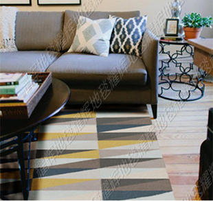 正品腈纶地毯客厅卧室书房 三角形 几何图案彩色 冰裂纹 现代简约