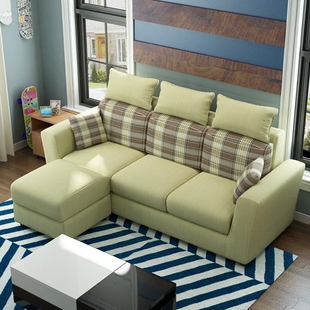 小户型布艺沙发组合简约现代日式家具三人位转角沙发带储物功能