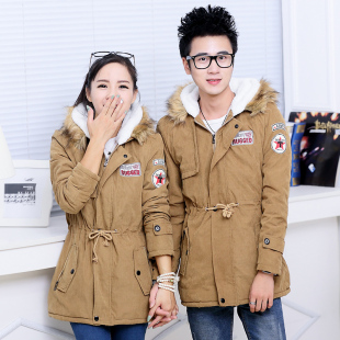 冬季学生情侣装棉衣 韩版修身棉服青年男女加厚外套中长款大码潮