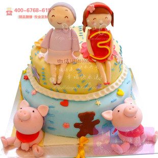 北京创意翻糖蛋糕订做双层人物肖像生日蛋糕宝宝周岁生日庆生蛋糕