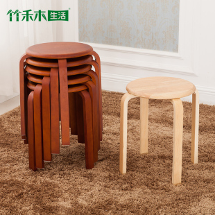 竹禾木生活 实木凳凳子餐凳 非塑料凳矮凳时尚凳子环保简约圆凳
