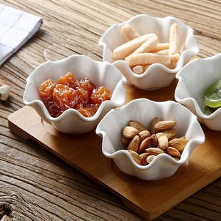 日式干果盘陶瓷零食点心糖果盘分格小吃子瓜子坚果盘