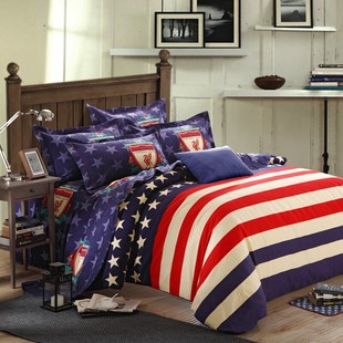 美国派英伦风全棉加厚磨毛四件套床上用品纯棉米字旗被套床单特价