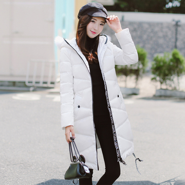 冬季新款2016韩版修身大毛领羽绒服女中长款加厚显瘦长款羽绒服女