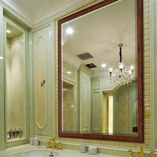 新款实木浴室镜 欧式防水镜 五星级酒店镜子 中式浴室镜 妆容镜