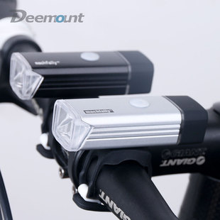 山地车自行车铝合金前灯安全夜骑照明灯单车骑行5W LED灯USB充电