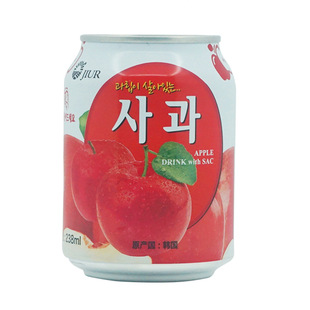 韩国原装进口饮料 九日牌加糖苹果果肉果汁饮料238ml罐装夏日饮品