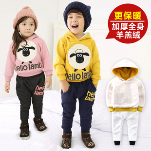 男童女童套装冬装韩版童装加厚休闲冬品牌童装2男款 童装儿童衣服