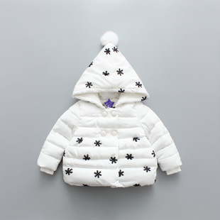 2015韩版童装女童冬季加厚棉服0-1-2-3岁小童雪花棉衣外套潮包邮