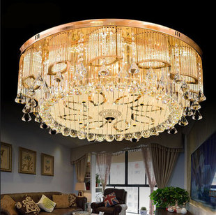 现代简约客厅水晶灯金色圆形正方形长方形led卧室餐厅吸顶家用灯