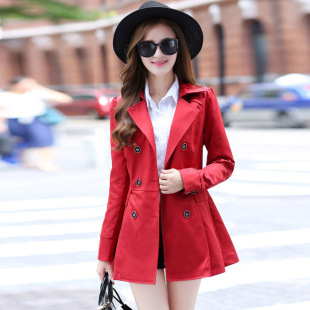 加肥加大码女式风衣2015韩版秋装新款双排扣修身中长款外套风衣女