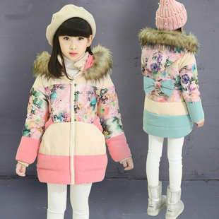 2015冬季新款儿童中长款加厚女孩潮中大童外套秋冬女童装冬装棉衣